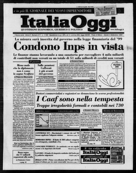 Italia oggi : quotidiano di economia finanza e politica